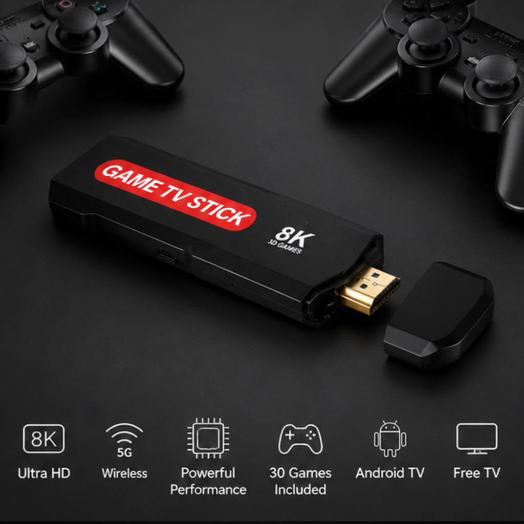 Game TV Stick 8K Ultra HD Android TV Box – 3D Gaming & Streaming