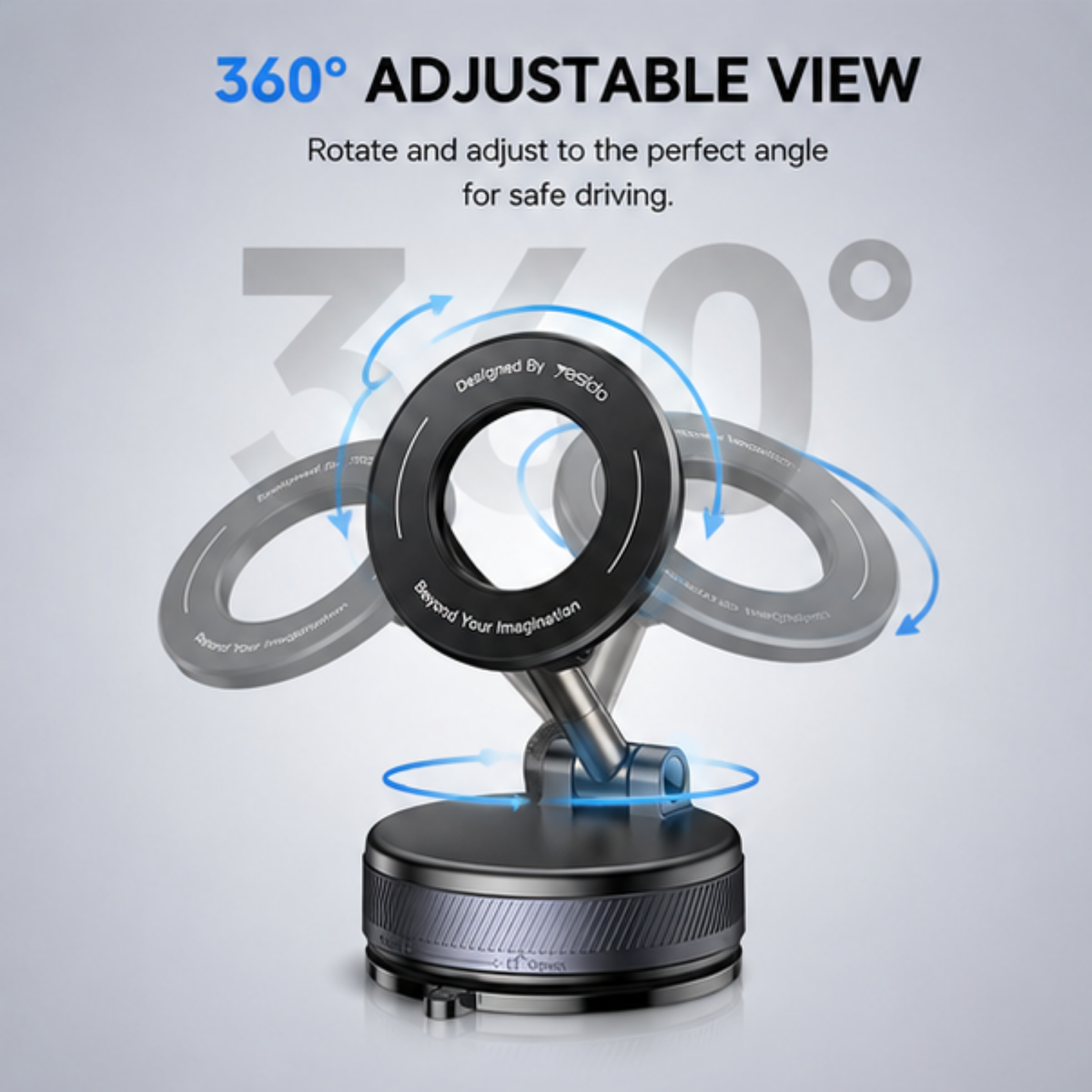 MagSafe iPhone Vacuum Suction Car Mount – 360° Rotating