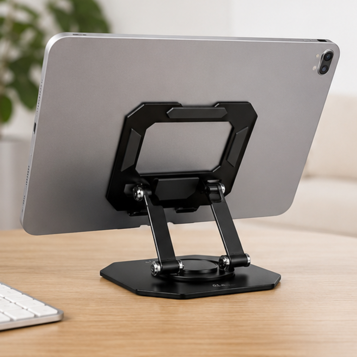 Aluminium Tablet and Phone Desk Stand, Silver, 360 Rotating Base