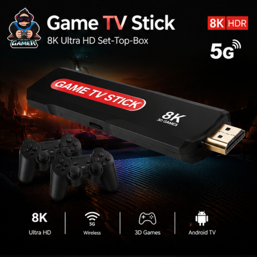 Game TV Stick 8K Ultra HD Android TV Box – 3D Gaming & Streaming