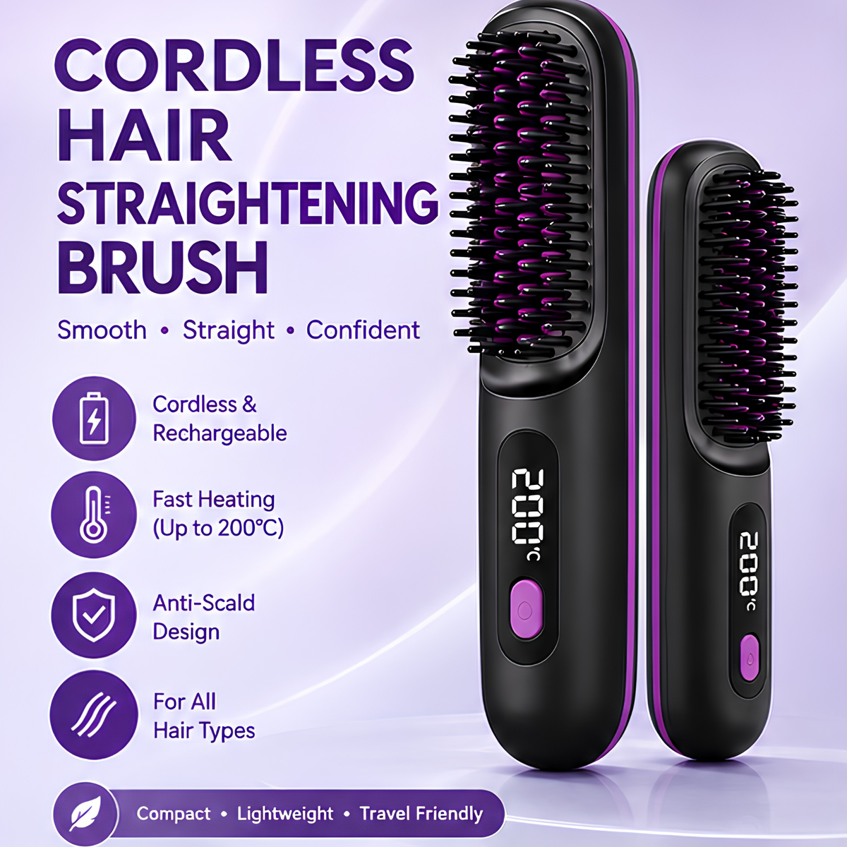 BezosMax Cordless Hair Straightening Brush