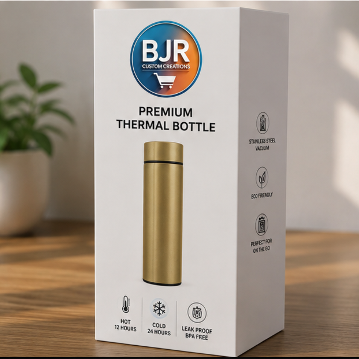 Premium Gold Stainless Steel Thermal Bottle – Smart Temperature Display