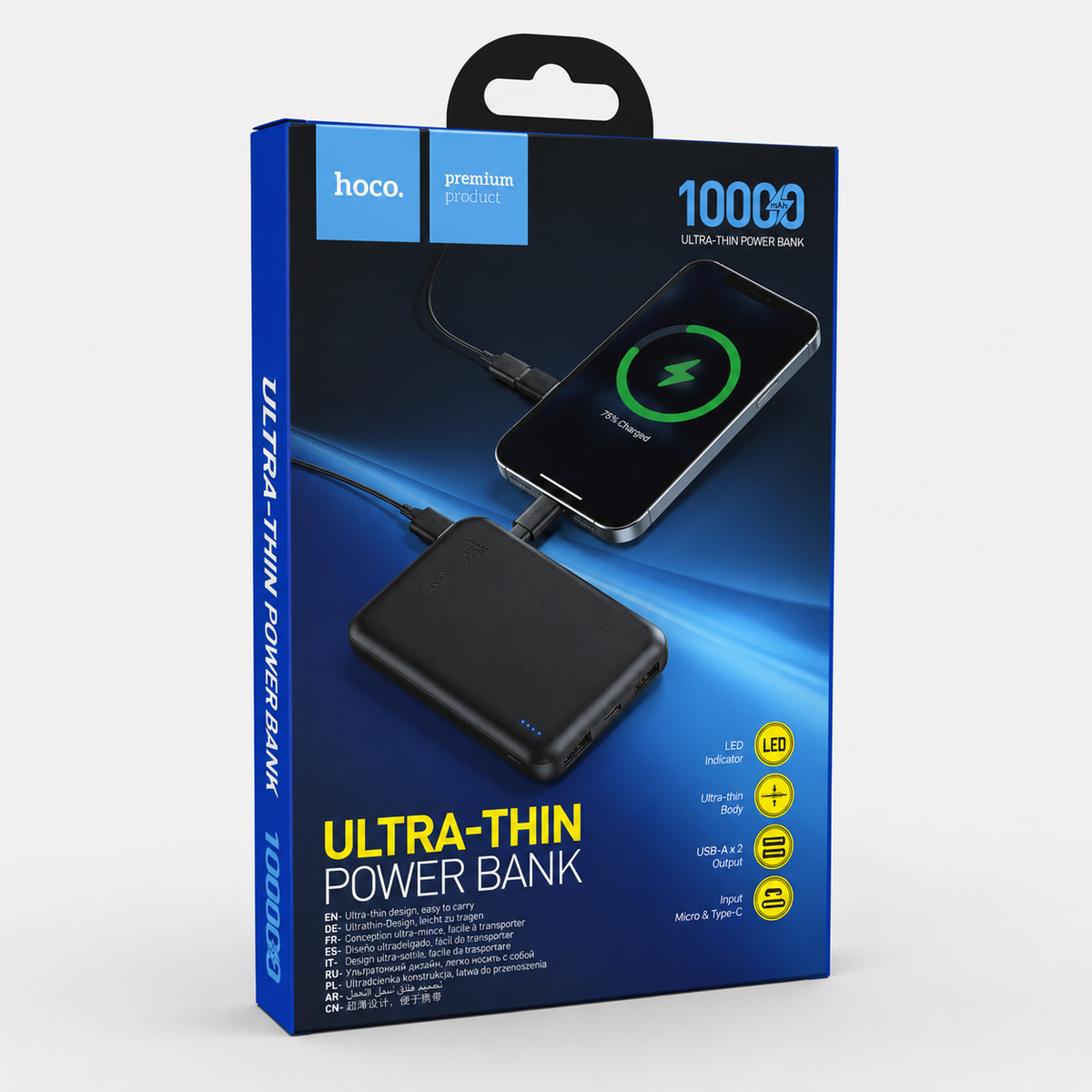 10,000mAh Ultra-Thin Power Bank | Portable Fast-Charging Battery