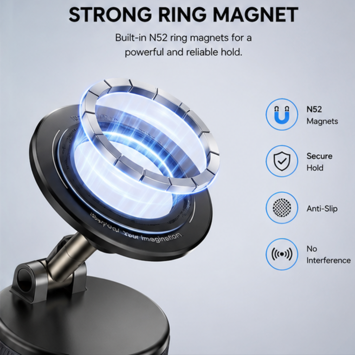 MagSafe iPhone Vacuum Suction Car Mount – 360° Rotating