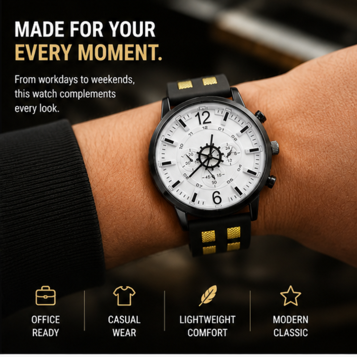 Classic Men’s Quartz Watch – Leather Strap Luxury Wristwatch