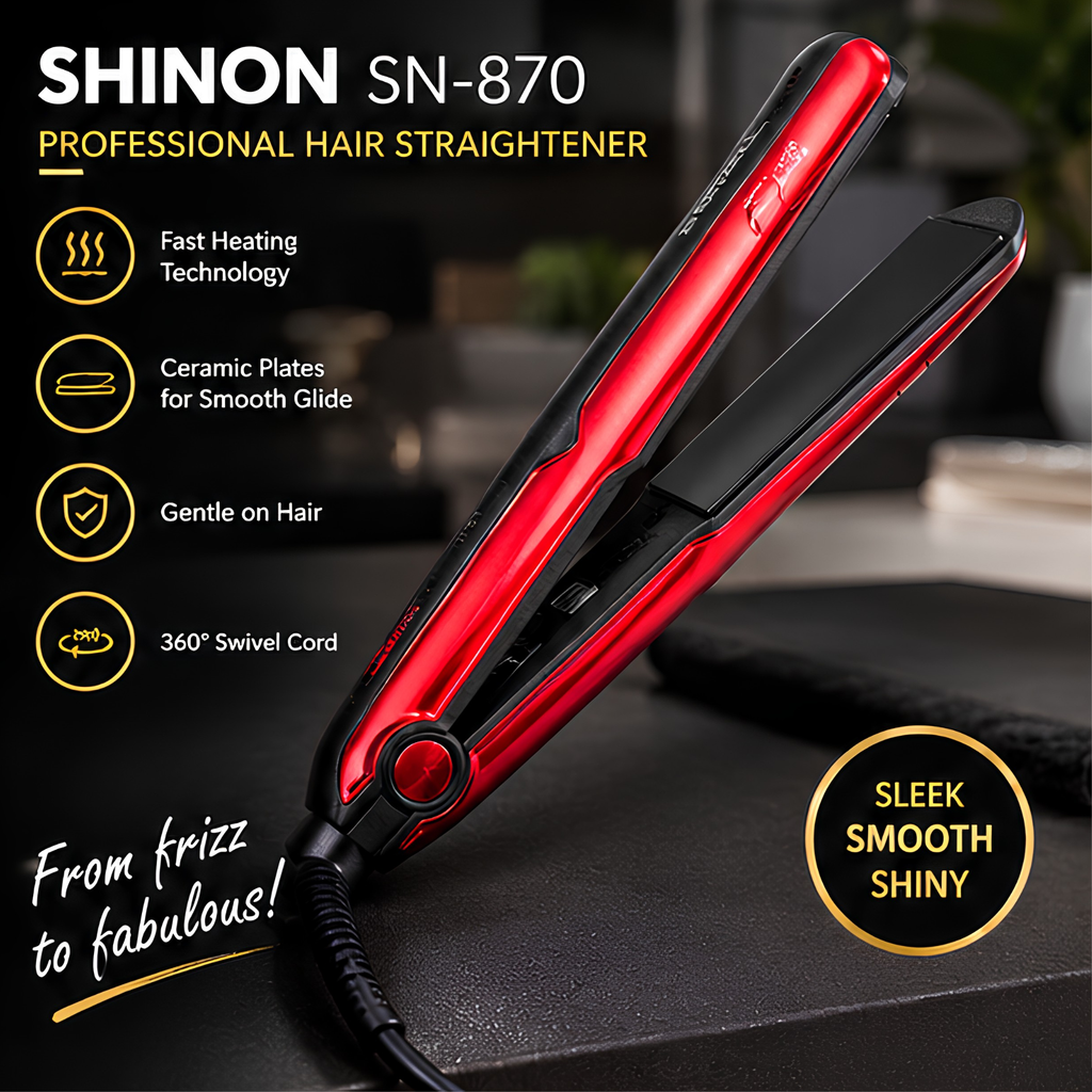 Professional Ceramic Hair Straightener – Fast Heat-Up, Smooth & Frizz-Free Styling