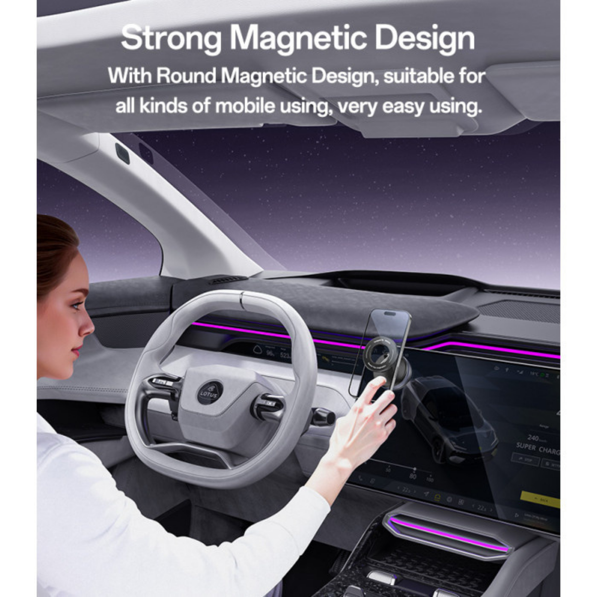 MagSafe iPhone Vacuum Suction Car Mount – 360° Rotating