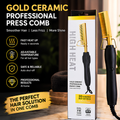 Gold Ceramic Professional Press Comb – 20 Heat Settings, 450°F