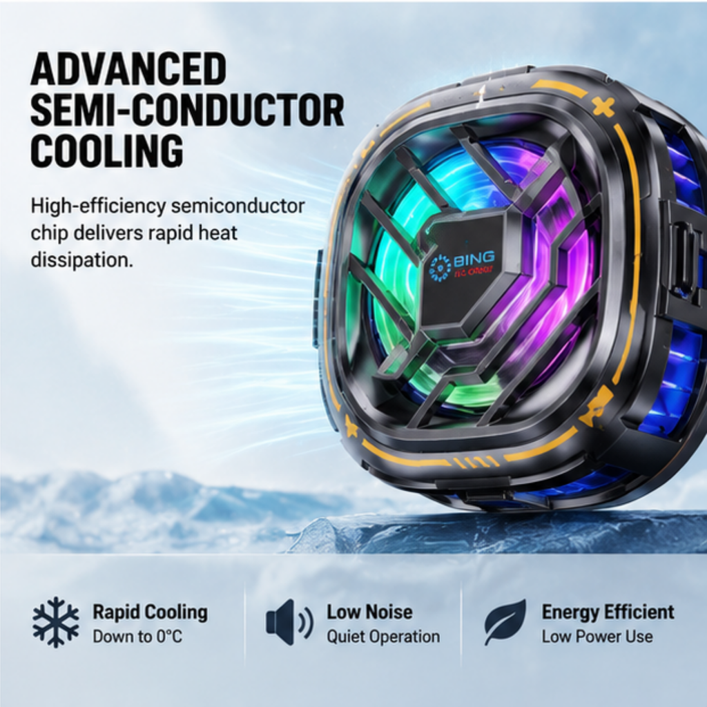 Magnetic Phone Cooler – Fast Semiconductor Cooling for iPhone, Samsung & Android Gaming Phones