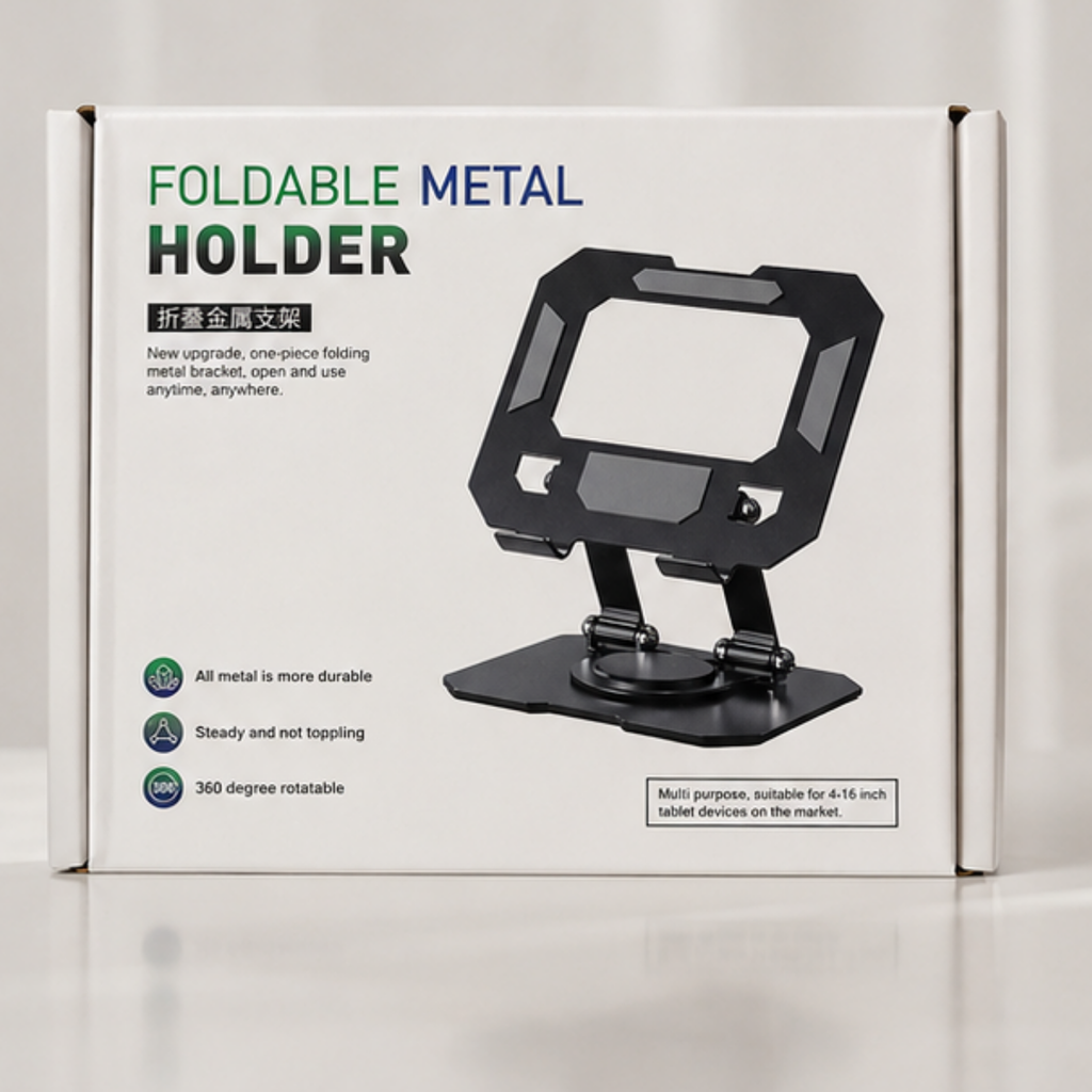 Aluminium Tablet and Phone Desk Stand, Silver, 360 Rotating Base