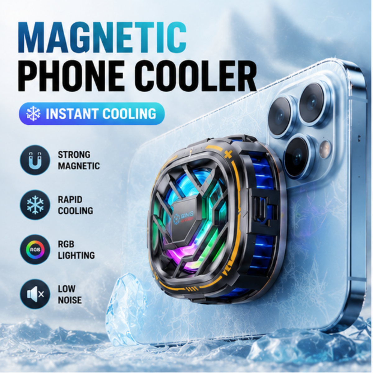 Magnetic Phone Cooler – Fast Semiconductor Cooling for iPhone, Samsung & Android Gaming Phones