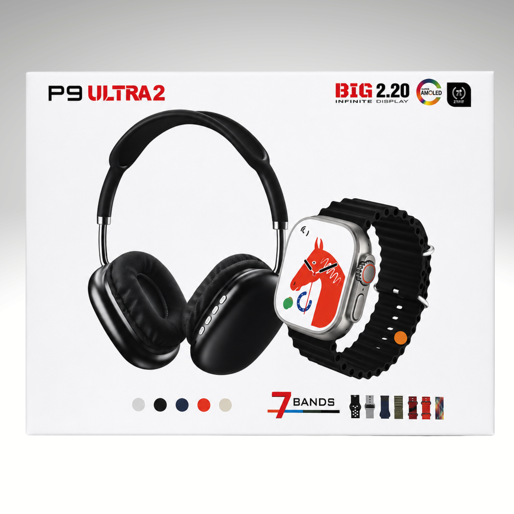 P9 Ultra 2 Smartwatch & Wireless Headphones Combo