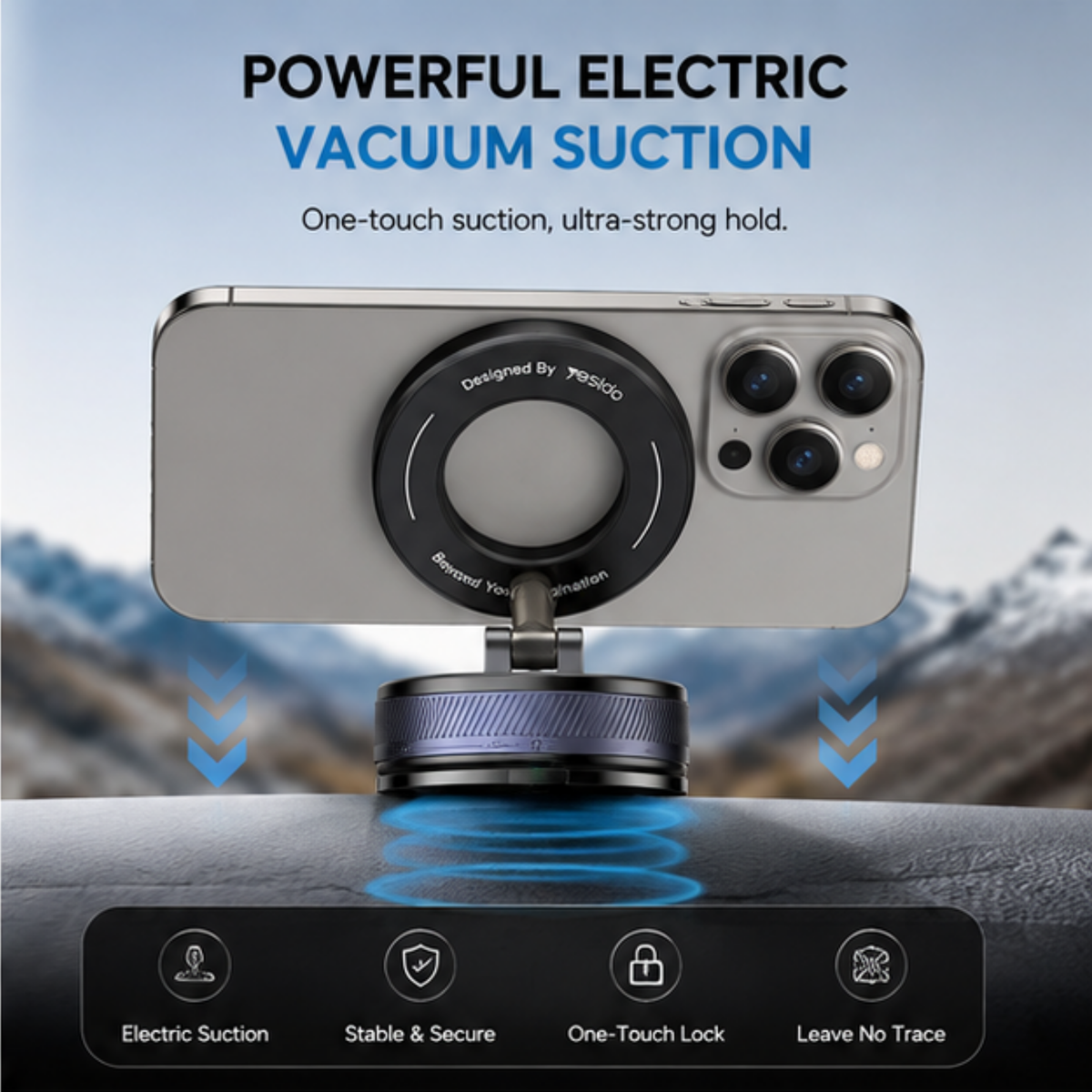 MagSafe iPhone Vacuum Suction Car Mount – 360° Rotating