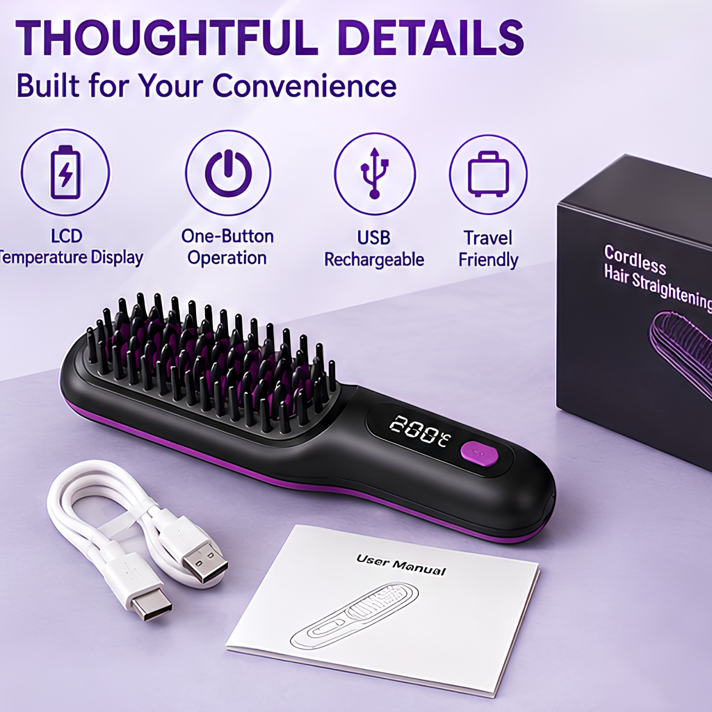 BezosMax Cordless Hair Straightening Brush