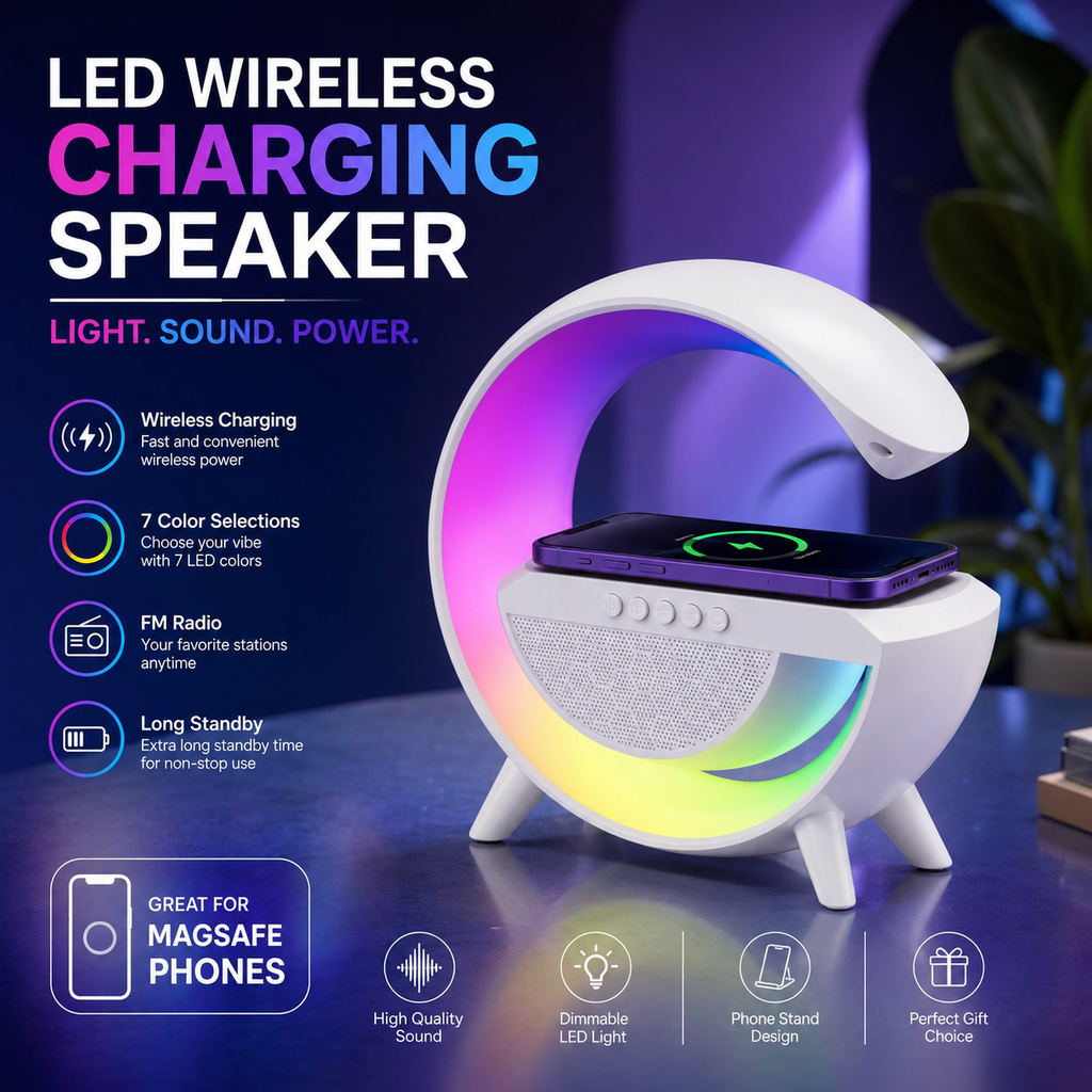 3-in-1 LED Wireless Charging Bluetooth Speaker
