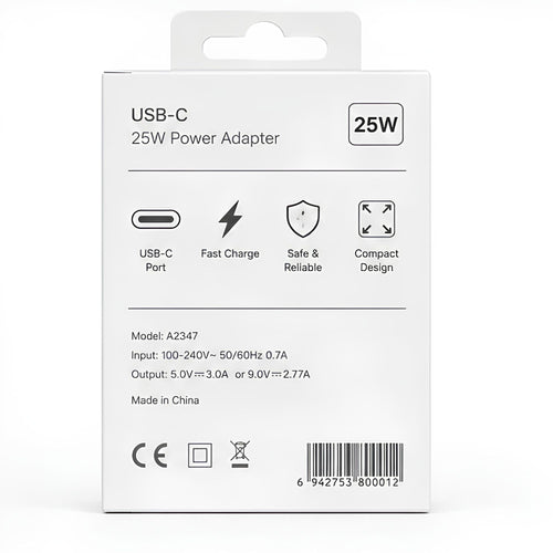 25W USB-C Fast Charger for iPhone & Samsung | Compact Wall Adapter