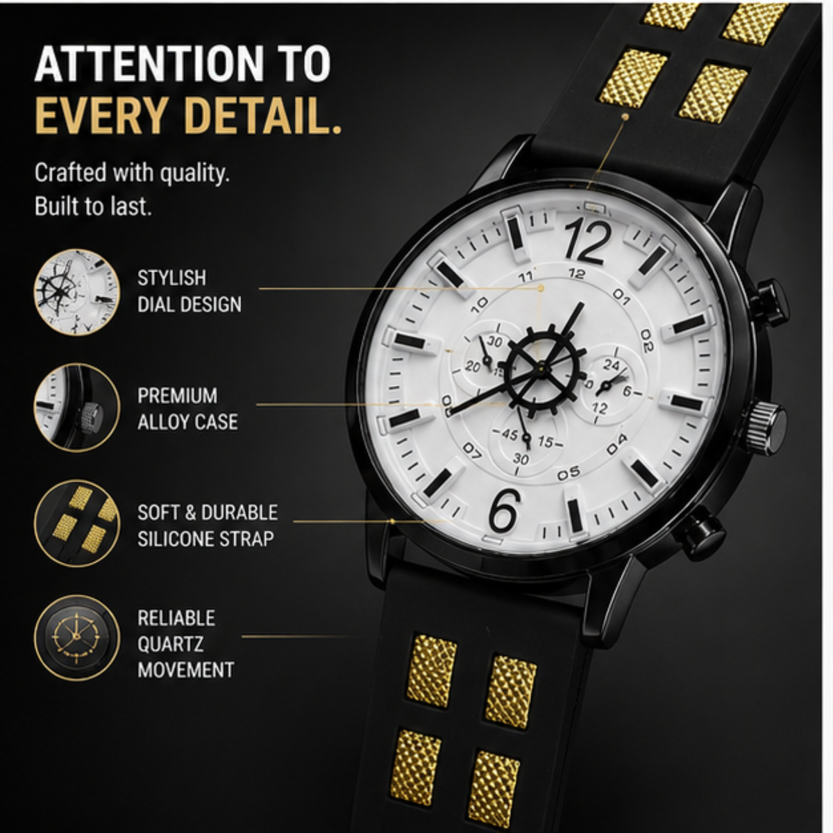 Classic Men’s Quartz Watch – Leather Strap Luxury Wristwatch