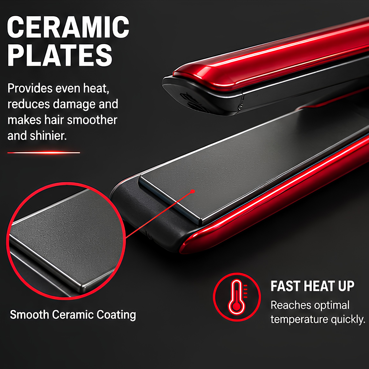 Professional Ceramic Hair Straightener – Fast Heat-Up, Smooth & Frizz-Free Styling