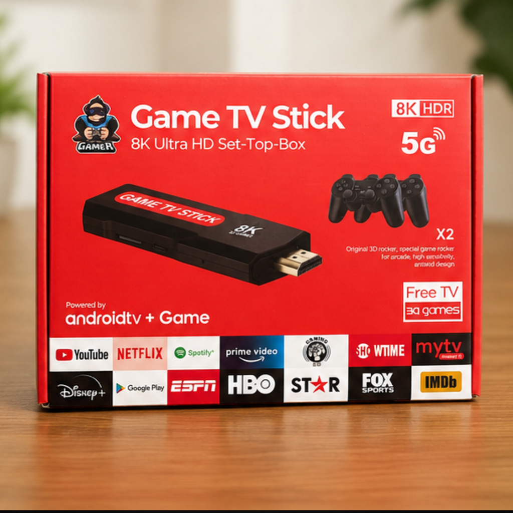Game TV Stick 8K Ultra HD Android TV Box – 3D Gaming & Streaming
