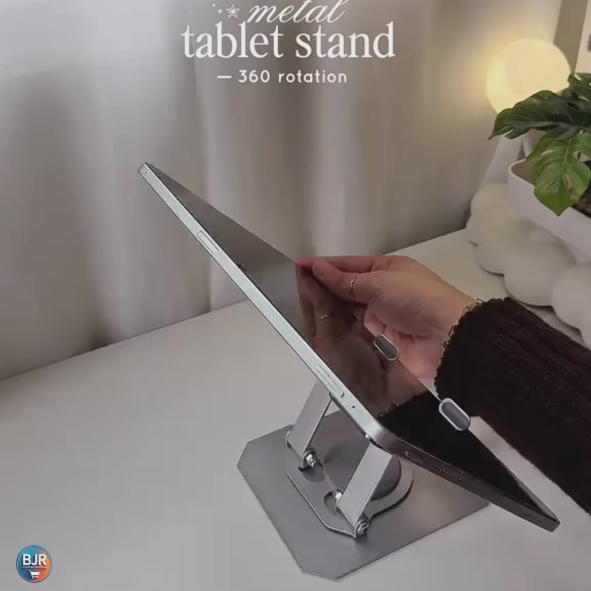 Aluminium Tablet and Phone Desk Stand, Silver, 360 Rotating Base